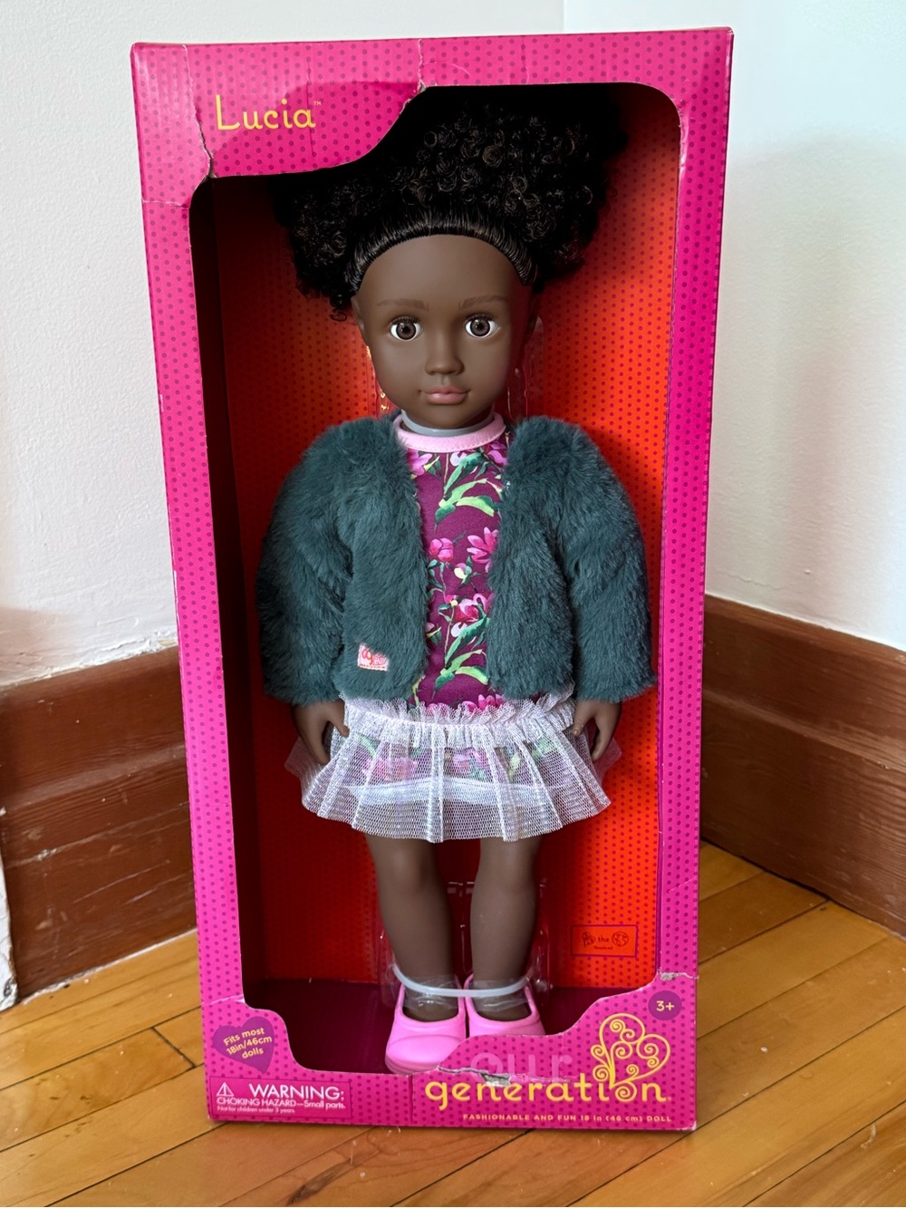 Our Generation Lucia 18" Fashion Doll with Faux-Fur Jacket & Floral - New in box